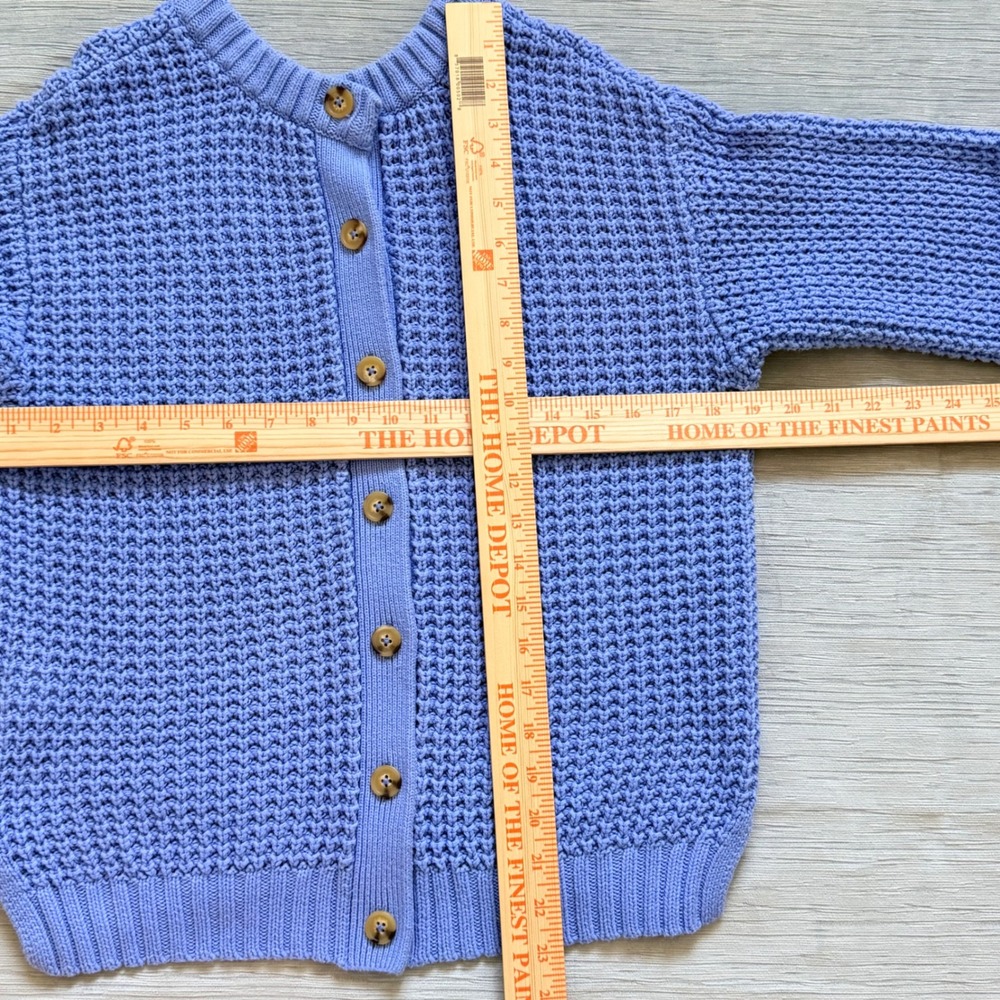POPSUGAR Waffle Knit Cardigan Sweater Blue Mustard Yellow Cuffs Womens Medium - Picture 8 of 12